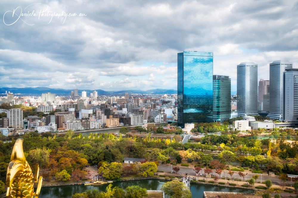 Japan -Osaka business district -View from the Osaka Castle